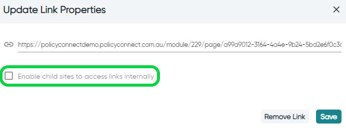 Enable child sites to access links internally.png